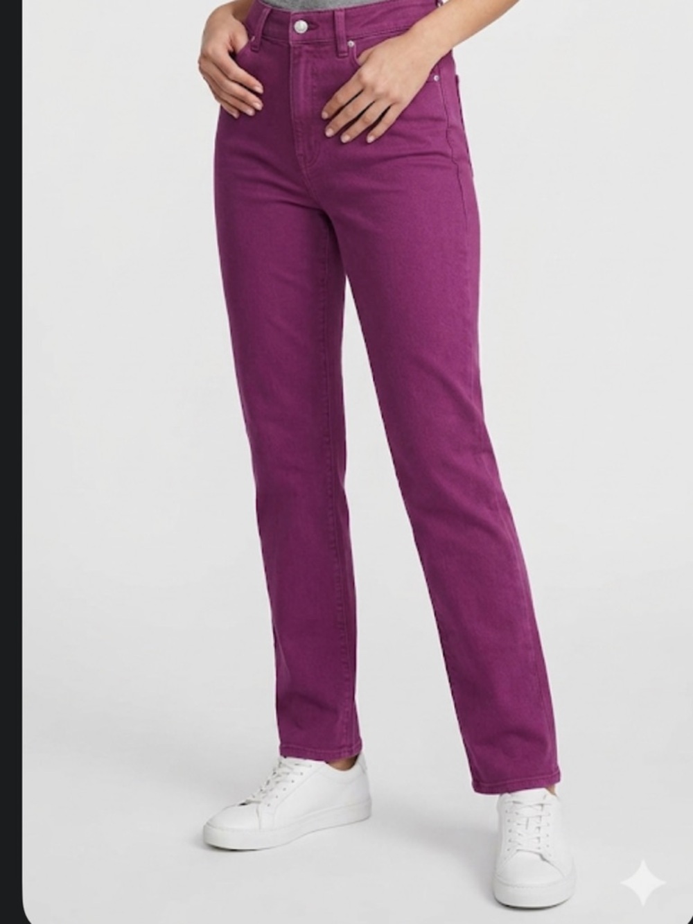 Express Modern Straight High Rise Jeans, Purple
